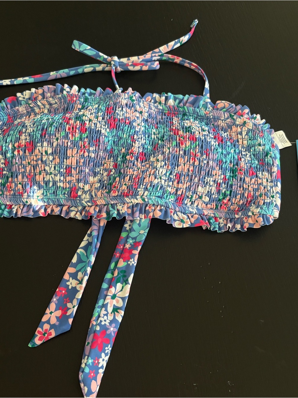 Cupshe Women’s Floral Smocked Bandeau Bikini Top - no wire